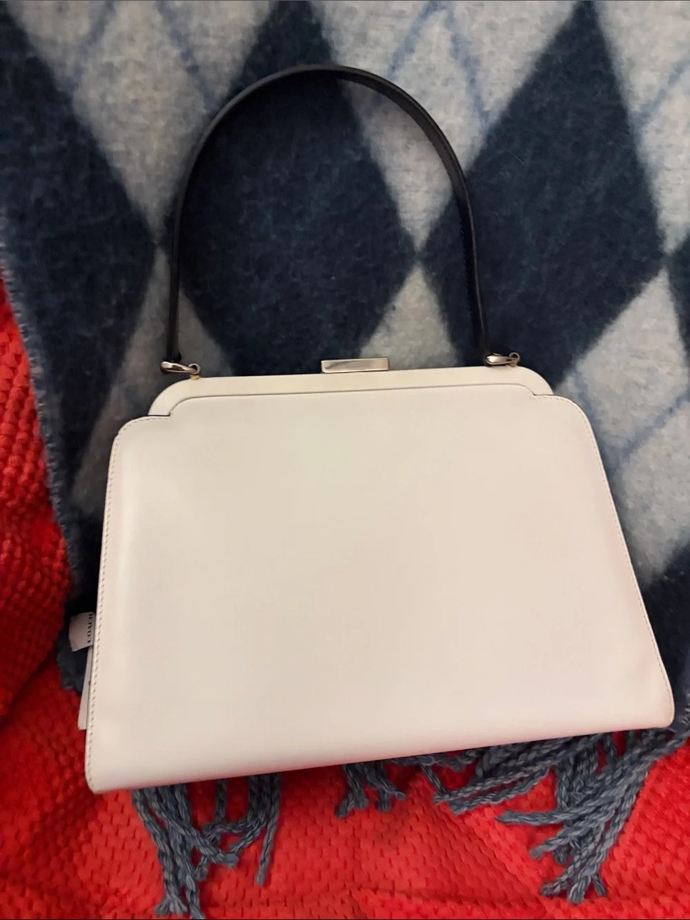 Gucci Vintage *Rare* Black and White Leather Top-Handle Kisslock Satchel